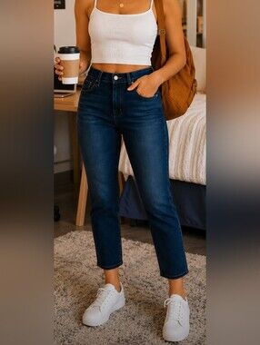 MOTHER The Looker Crop On The Edge Dark Wash Skinny Jeans Size 25